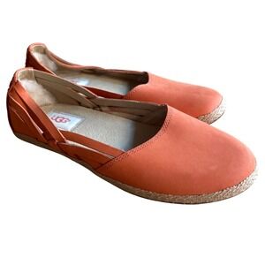 NWOB $90 UGG Tippie Fire Opal Orange Leather Espadrille‎ Flats Boho Shoes SIZE 7